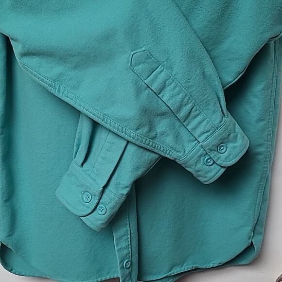 L.L.Bean Aqua Blue long sleeve button up chamois shirt M Tall - Picture 3 of 7